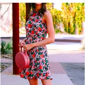 J. Crew Mercantile Floral Neon Ruffle Hem Mini Dress Size 8